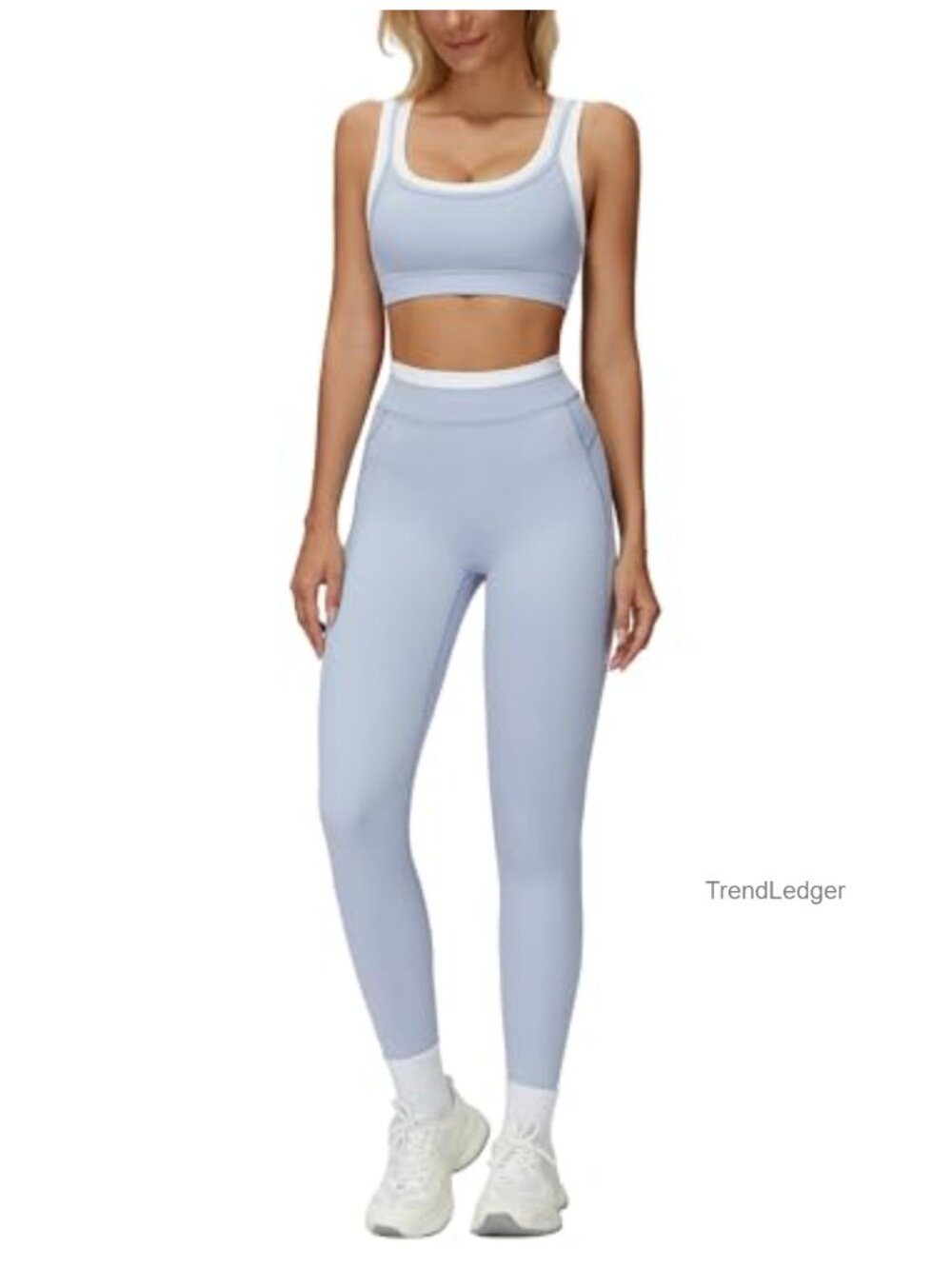 Ribbed Contrast Panel Sports Bra & Butt-Lifting Leggings 2 Piece Workout Set